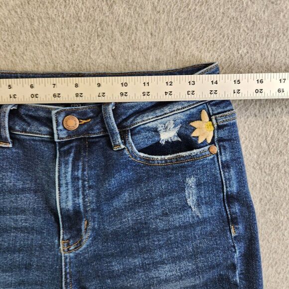 Judy Blue Jeans Womens 27 Blue Floral Embroidered High Rise Boyfriend Flowers - Picture 8 of 16